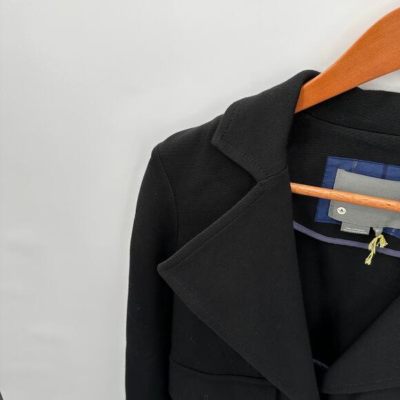 ANTHROPOLOGIE Sylvia Black Ponte Knit Zip Sleeve Moto Blazer Jacket // XS - Picture 6 of 11